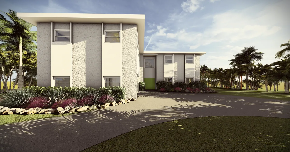 Original home elevated seventeen feet with new garage, three bedrooms, three baths, and elevator designed in — Siesta Key, FL